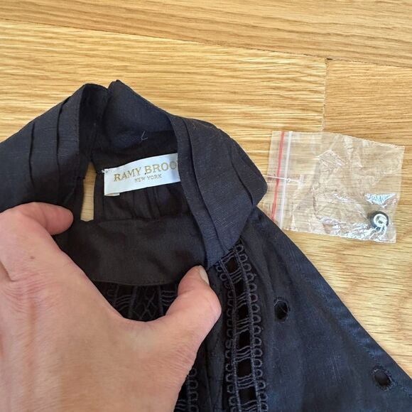 Ramy Brook Halter Neck black Linen Blend Top shirt Size S - Picture 7 of 8